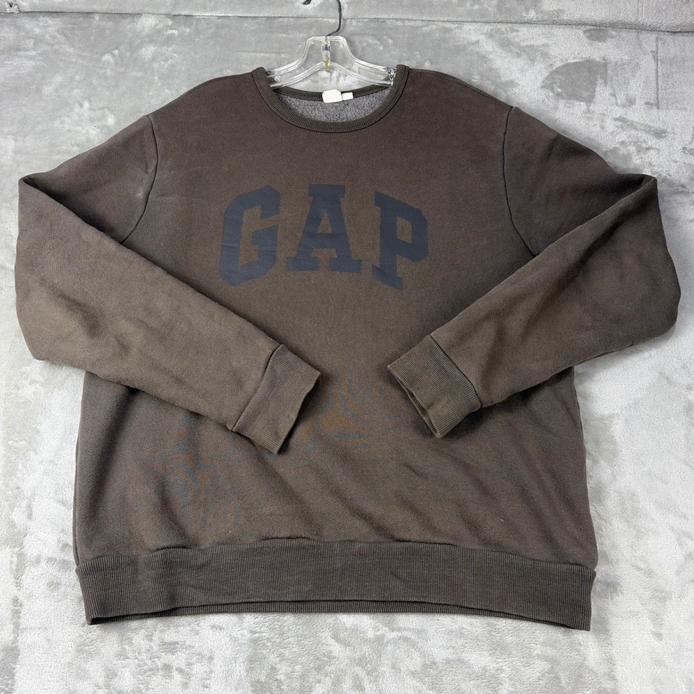 GAP Mens XL Brown Logo Crewneck Sweatshirt Cotton Blend Fleece Pullover 5519MF